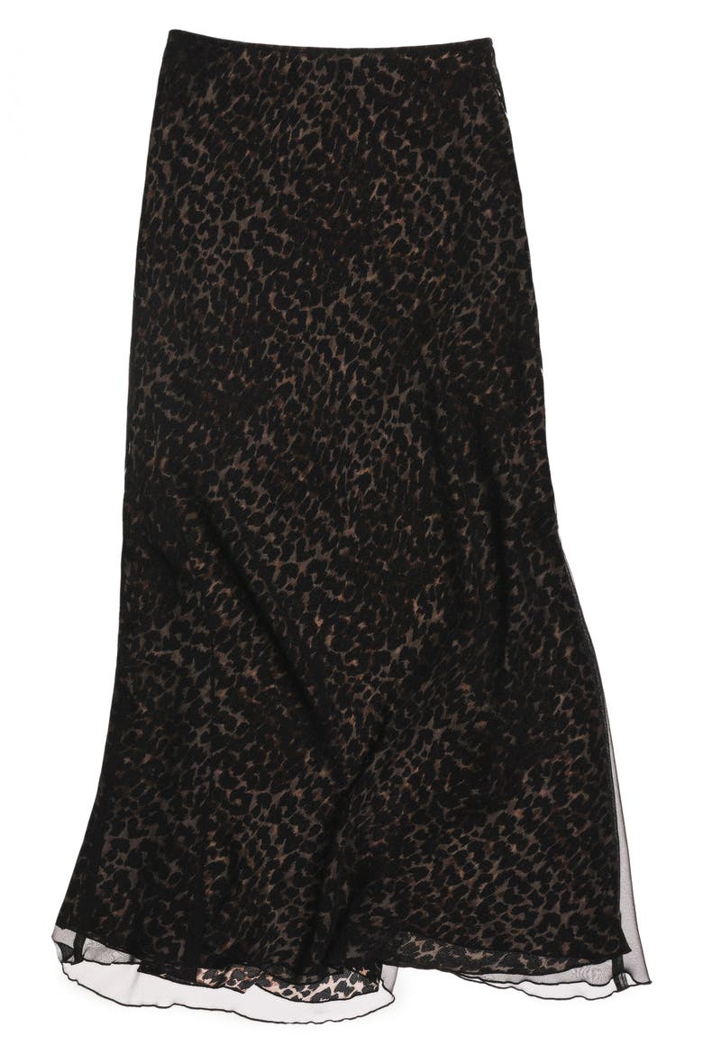 Rocio Leopard Print Maxi Skirt, Alternate, color, BLACK