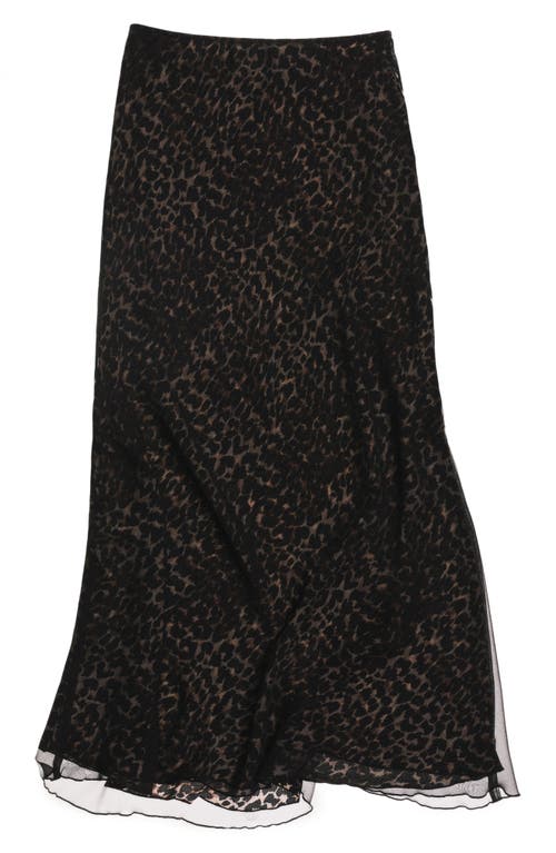 Mango Rocio Leopard Print Maxi Skirt In Black
