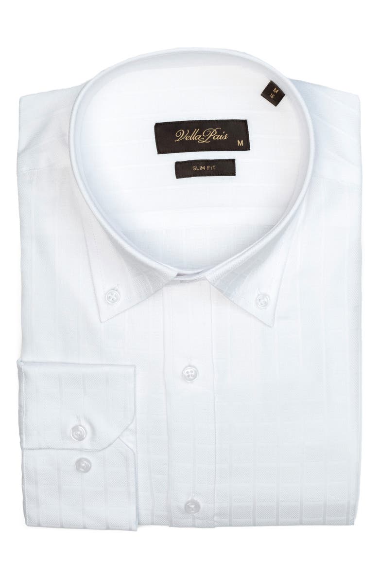 VELLAPAIS Dupoint Slim Fit Cotton Dress Shirt, Alternate, color, White