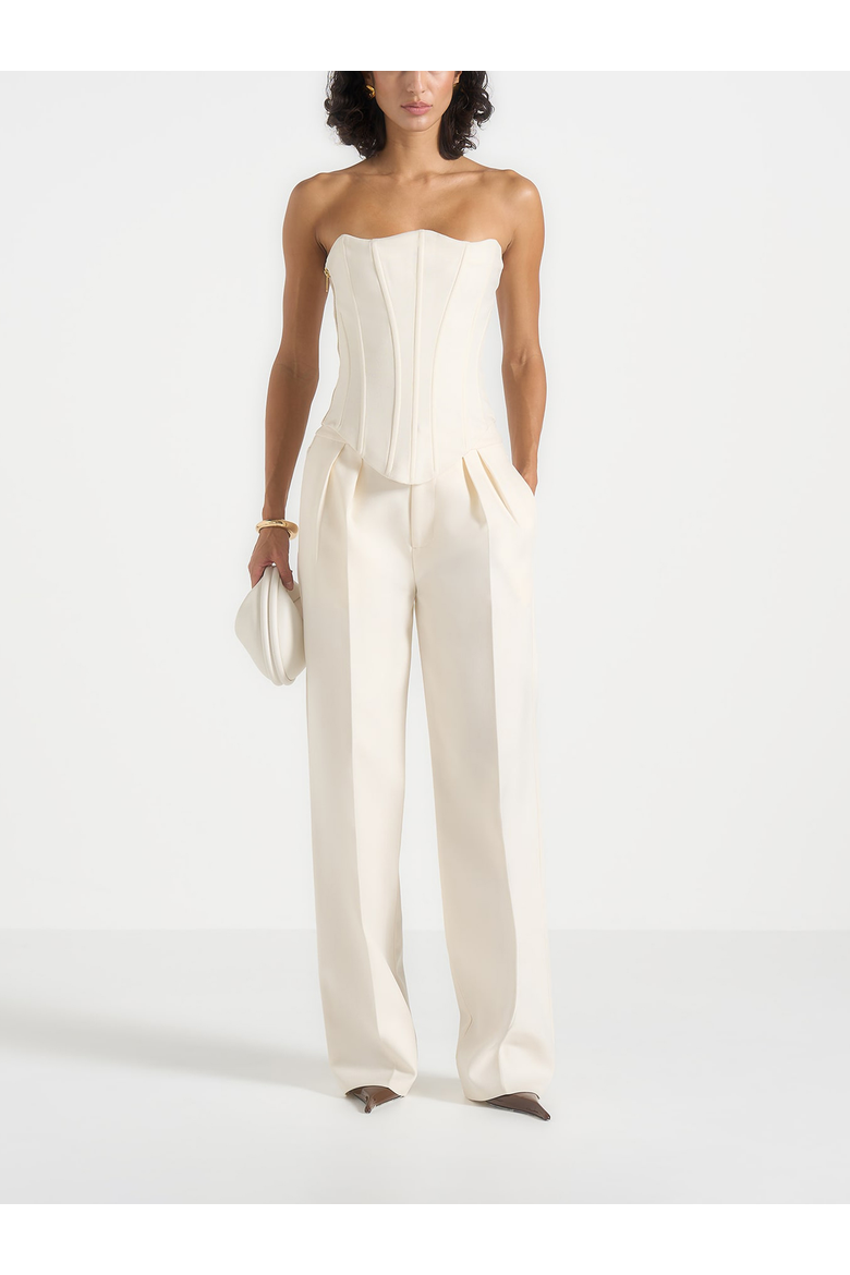 Scarlett Tailored Lace Up Corset, Alternate, color, Off White