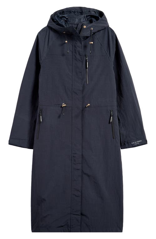 Ilse Jacobsen Rainvision Waterproof Hooded Long Raincoat In Dark Indigo