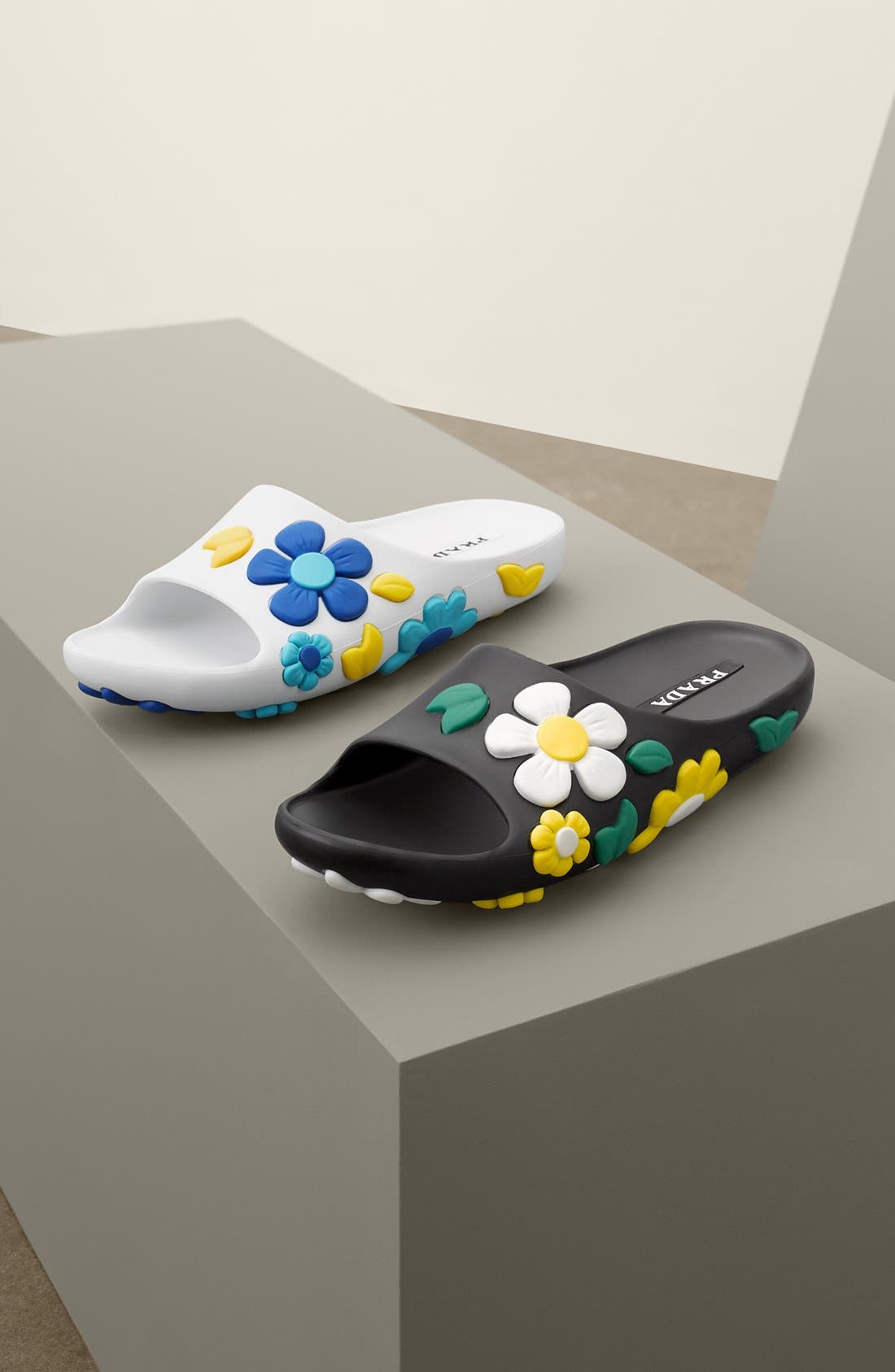 Prada Floral Slide Sandal, Alternate, color, 