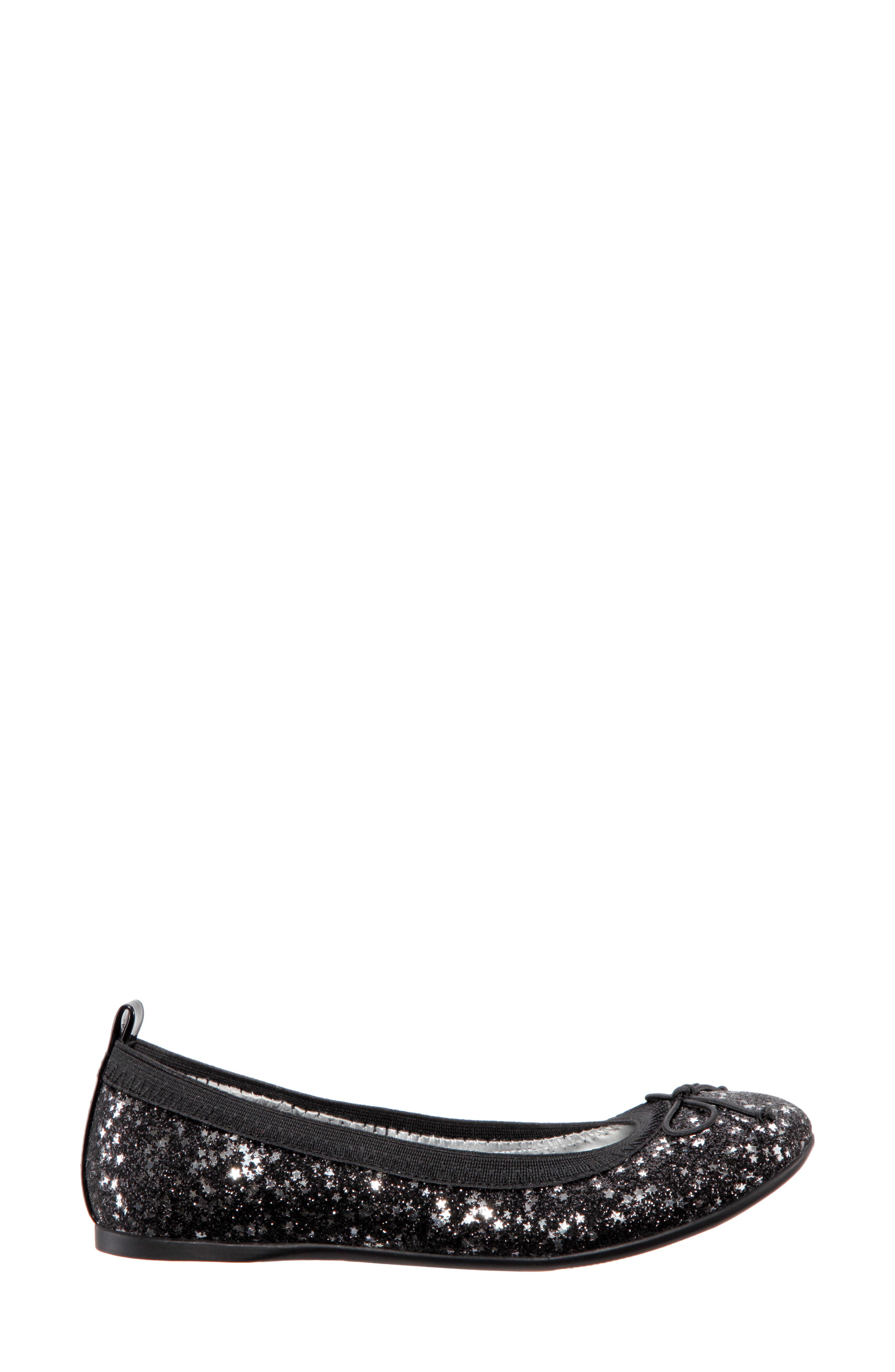 Nina Esther Ballet Flat, Alternate, color, Black Star Baby Glitter
