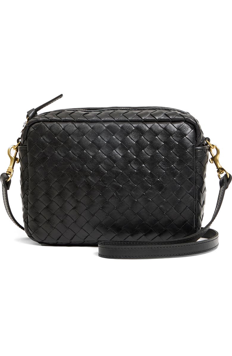 Clare V. Midi Sac Leather Crossbody Bag, Main, color, Black