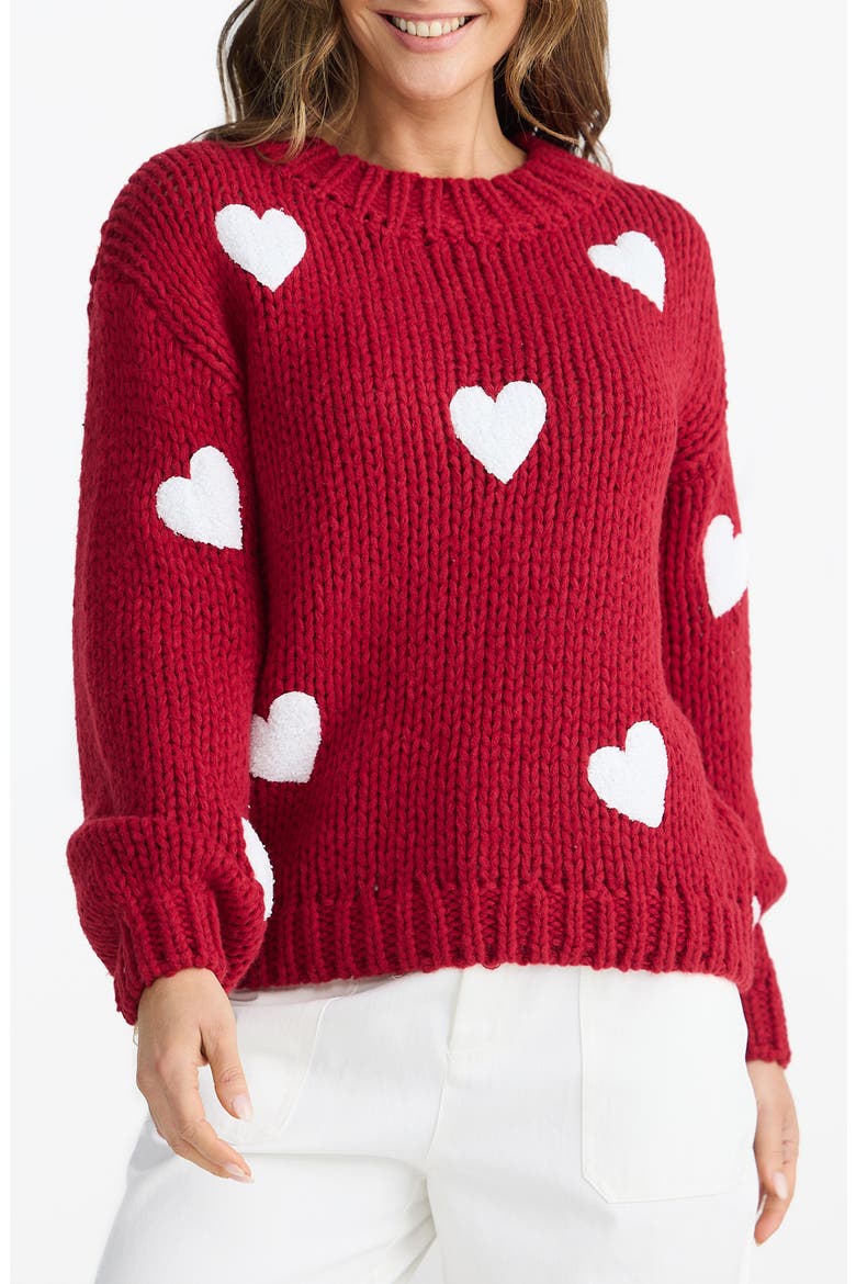 Heart On My Sleeve Sweater, Main, color, CHERRY W OFF WHITE