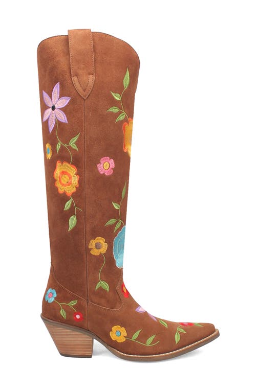 Dingo Flower Power Knee High Western Boot In Brown