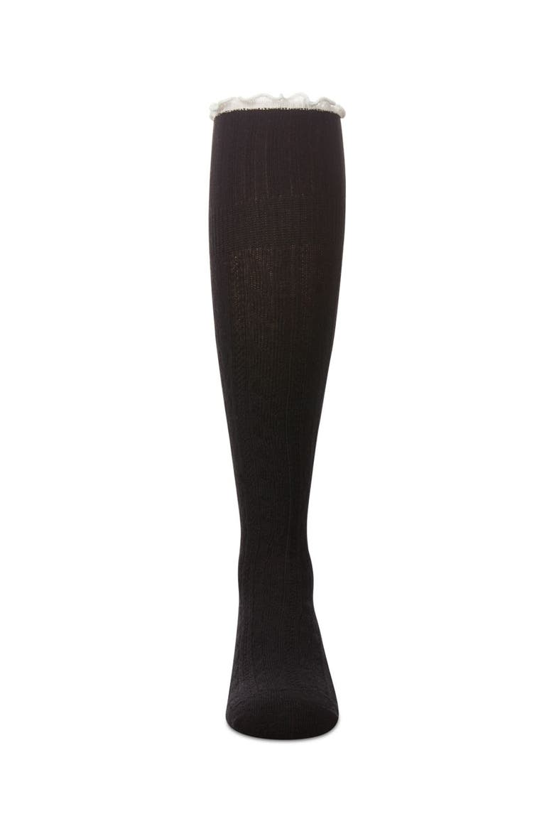 Foldover Two Tone Knee High Socks, Alternate, color, Black