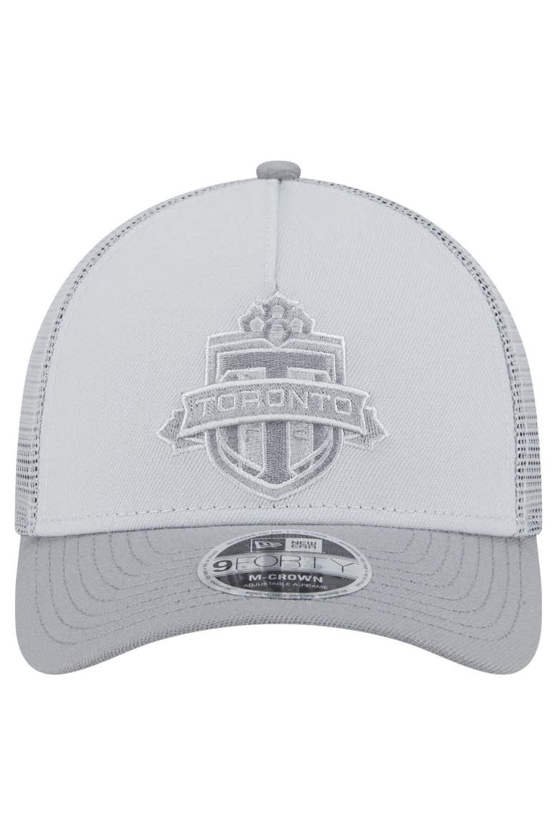 Men's New Era Gray Toronto FC Color Pack 9FORTY M-Crown A-Frame Adjustable Trucker Hat, Alternate, color, Gray