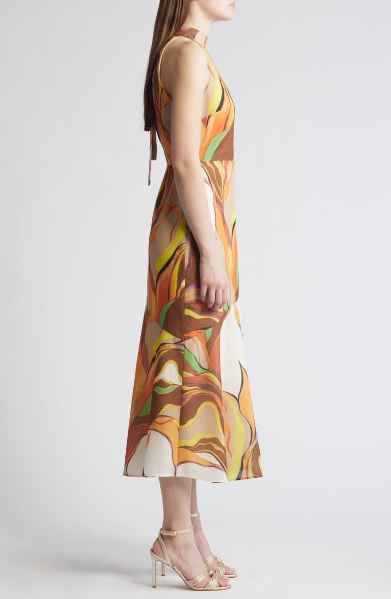 Sam Edelman Painted Palm Mock Neck Midi Dress, Alternate, color, 