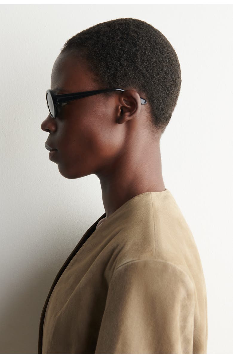 COS Oval Sunglasses, Alternate, color, Black