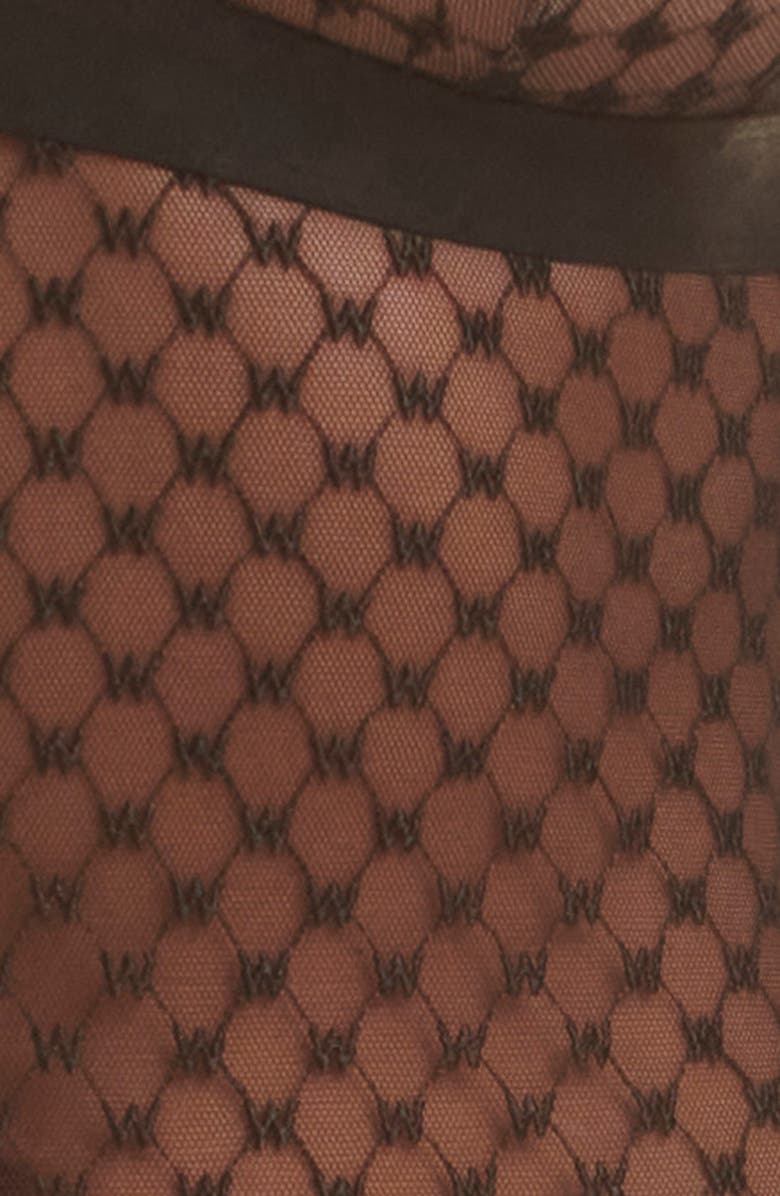 Wolford Sheer Logo Mesh Triangle Bodysuit, Alternate, color,