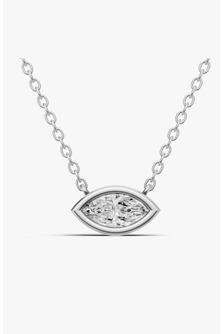 14K Gold 0.25 ct Lab Grown Marquise Shape Diamond Solitaire Pendant, Main, color, White Gold
