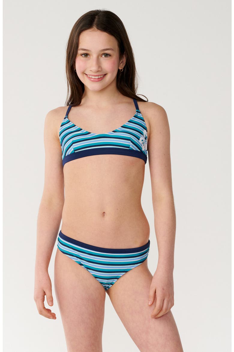 Kids' Tropical Stripe Two-Piece Swimsuit, Main, color, 150