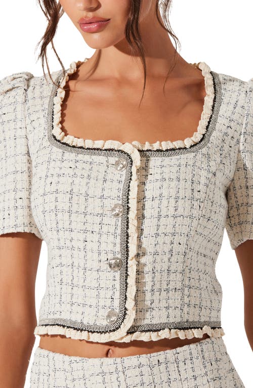 Astr The Label Zoela Tweed Crop Jacket In Cream
