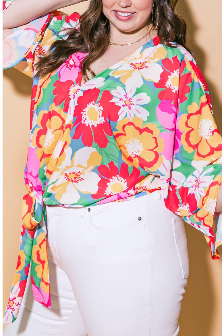 Print Woven Top, Alternate, color, RED BLUE