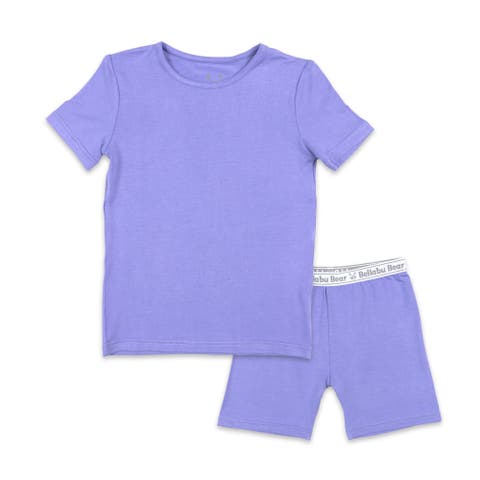 Poppin Purple Kids 2-Piece Short Sleeve & Shorts Pajama Set
