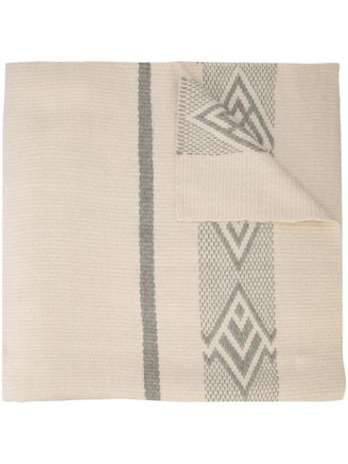 Voz Wide Diagonal Alpaca Blanket In Ivory/grey