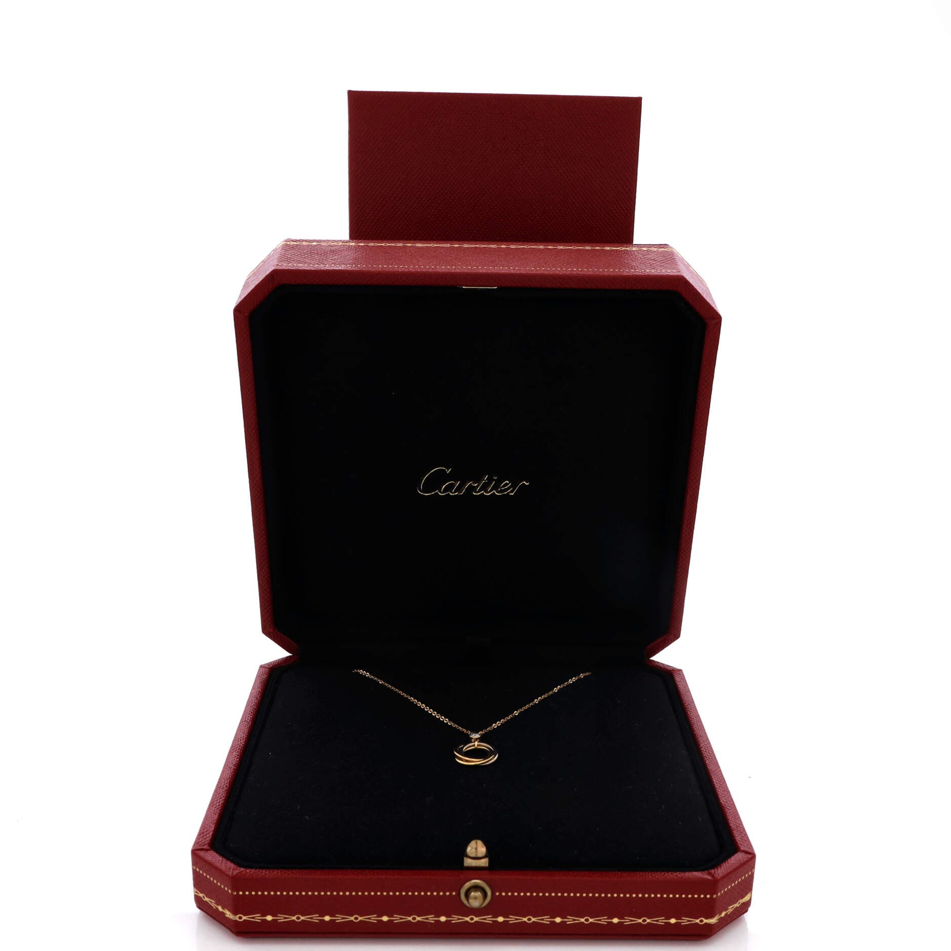 Trinity Pendant Necklace 18K Tricolor Gold with Diamond, Alternate, color, Metallic Gold