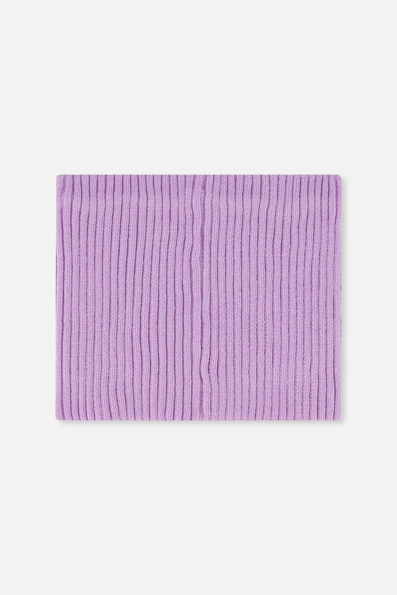 Ribbed Knit Tube Faux Leather Patch Neckwarmer, Alternate, color, Lavender