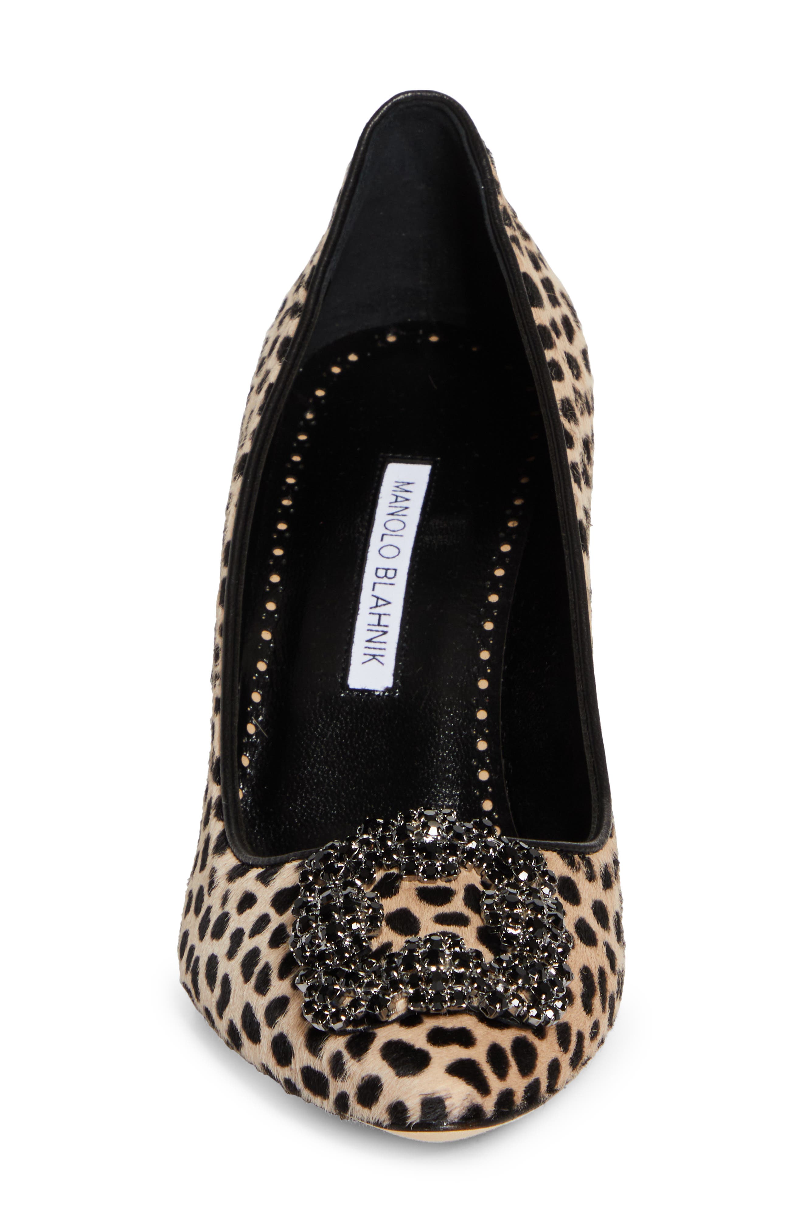 Manolo Blahnik Hangisi Genuine Calf Hair Pump, Alternate, color, Beige/Black Print Calf Hair