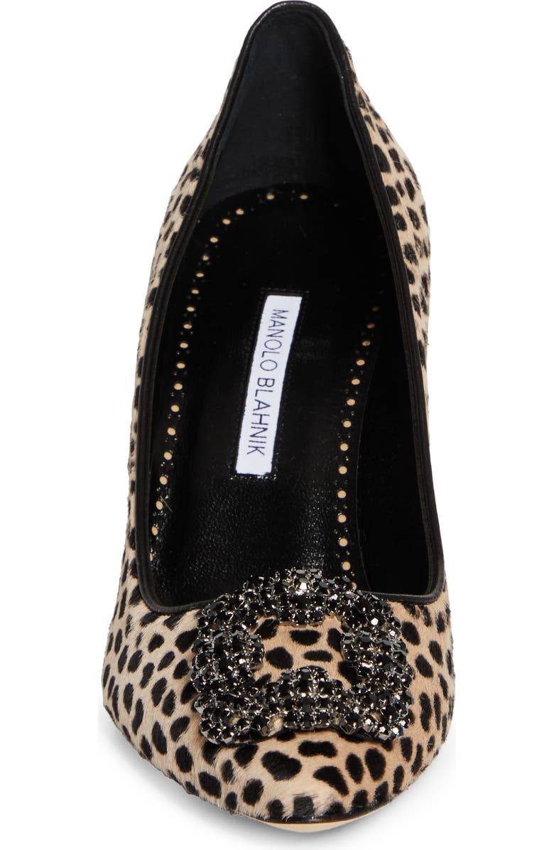 Manolo Blahnik Hangisi Genuine Calf Hair Pump, Alternate, color, Beige/Black Print Calf Hair