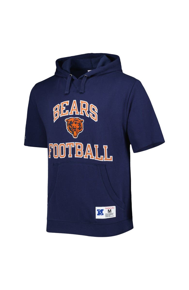 Mitchell & Ness Men's Mitchell & Ness Navy Chicago Bears Washed Short Sleeve Pullover Hoodie, Alternate, color, Navy