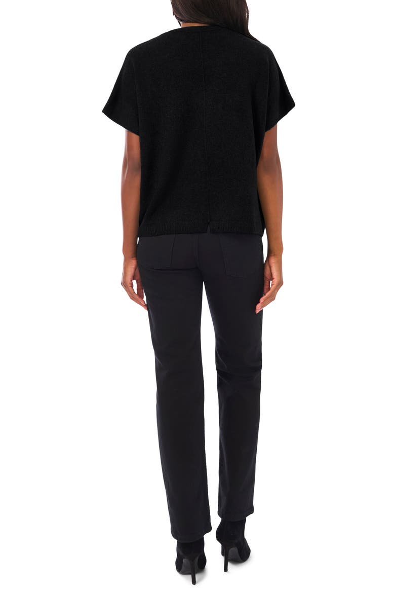 V-Neck Short Sleeve Boxy Sweater, Alternate, color, RICH BLACK