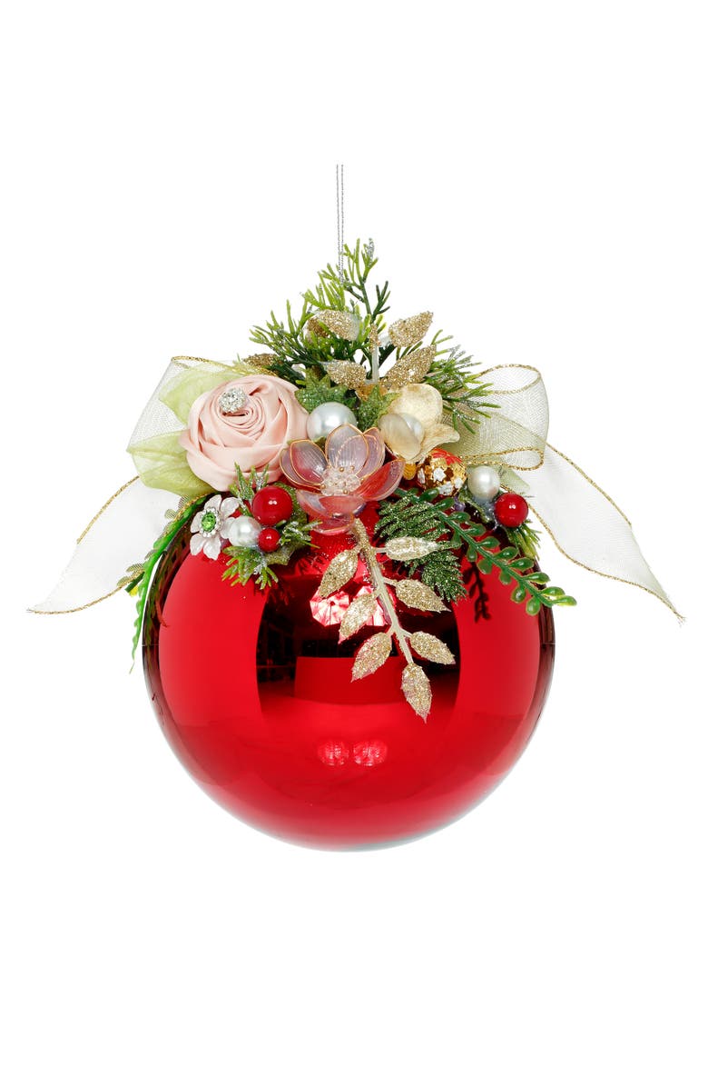 Mark Roberts Floral Jeweled Ornament, Shiny, Red, Main, color, Shiny Red