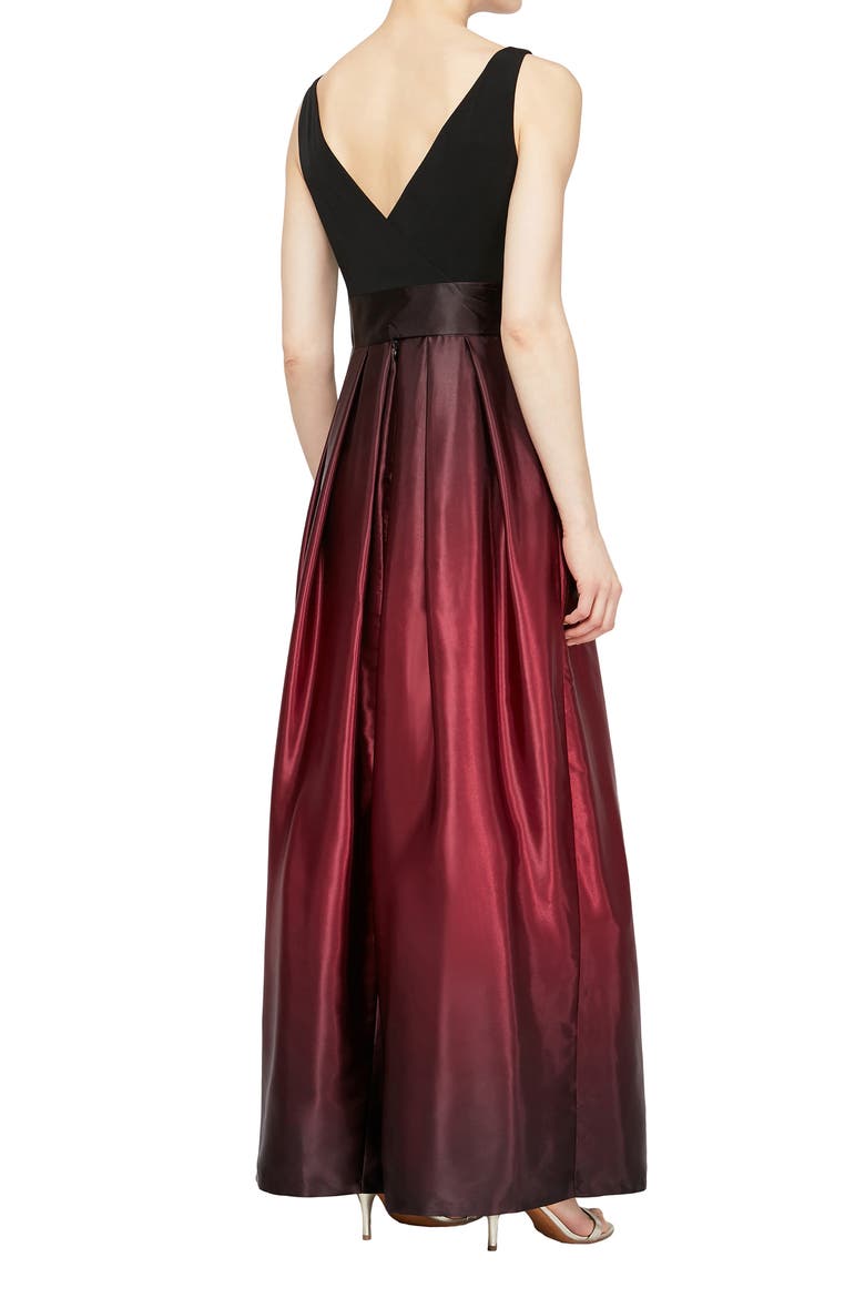 SLNY Ombre Satin Gown, Alternate, color, FIG