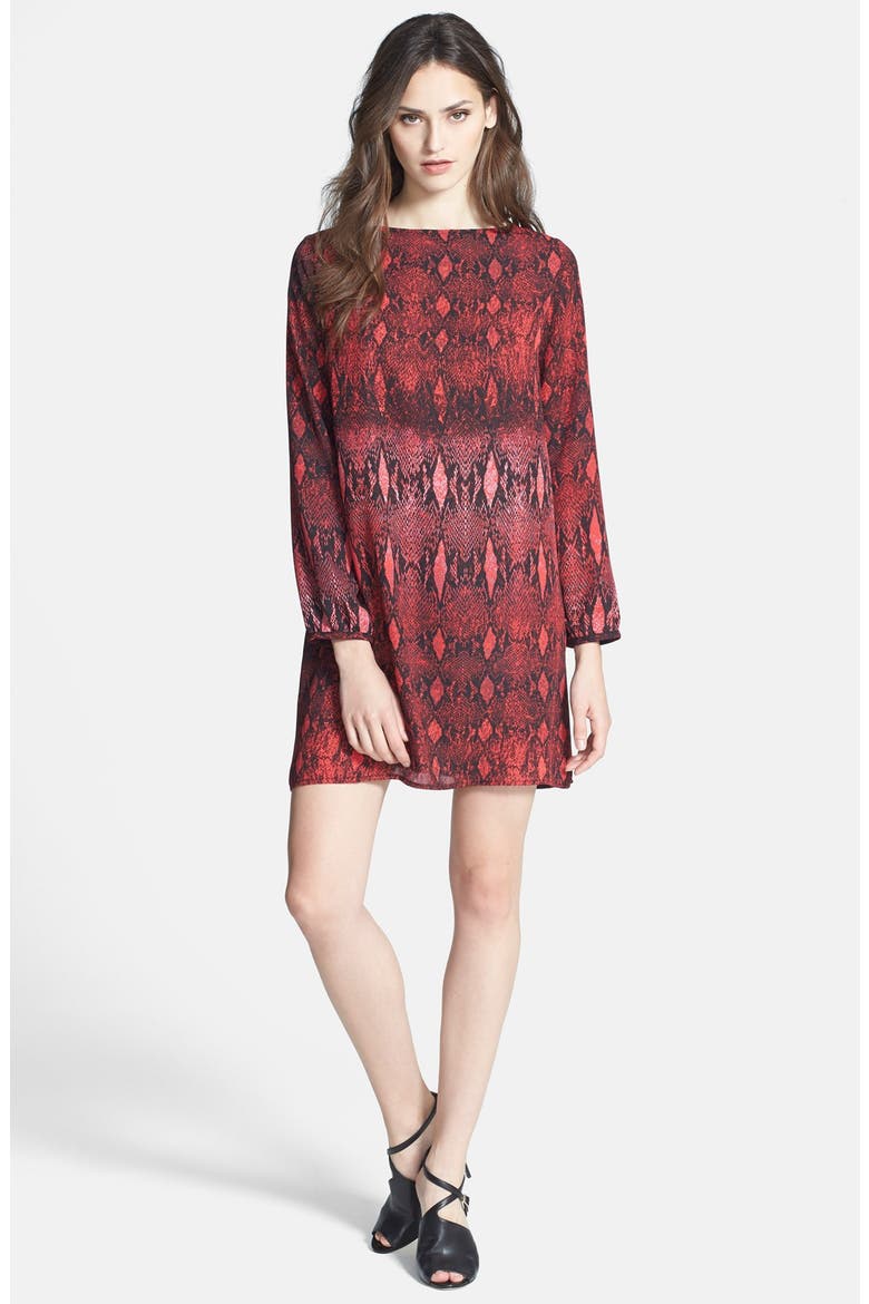 BB Dakota 'Vasha' Snakeskin Print Shift Dress, Alternate, color, RED
