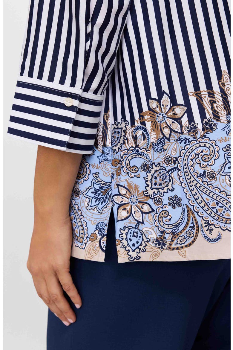 Julia Stripe Cotton Popover Top, Alternate, color, BLUE MULTI