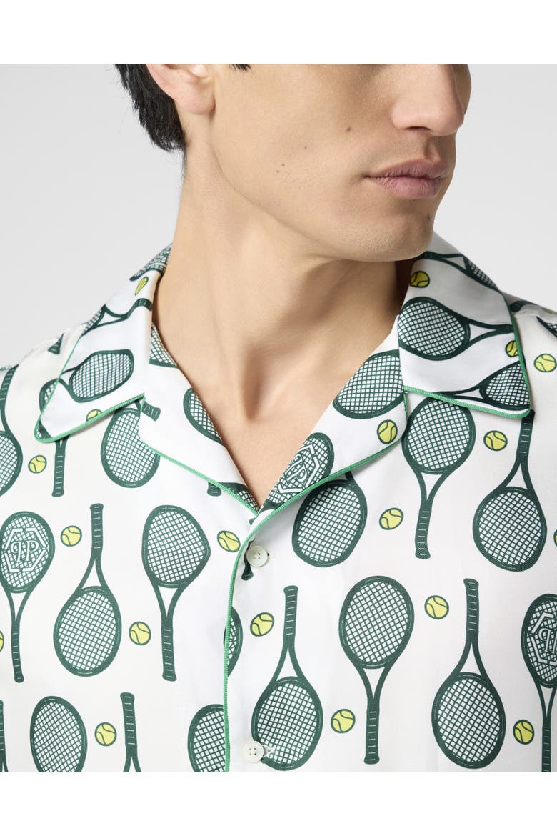 Silk Bowling Shirt Tennis Men, Alternate, color, white