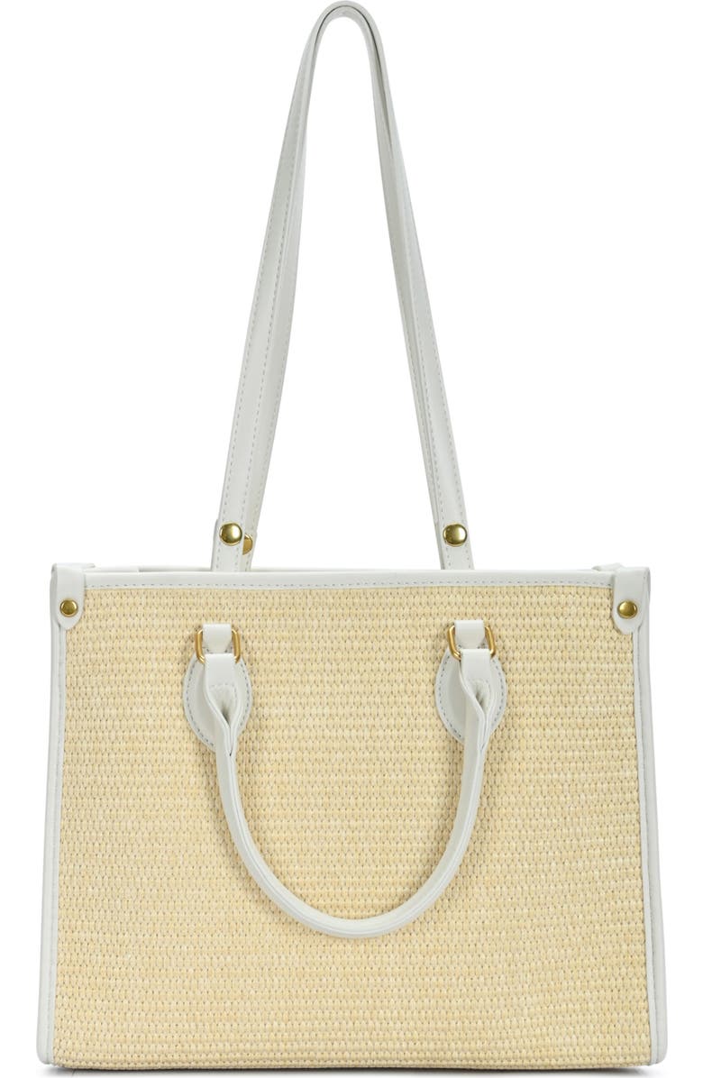 Rachel Zoe Raffia Contrast Tote Bag, Alternate, color, Cream-Bone