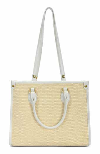 Raffia Contrast Tote Bag