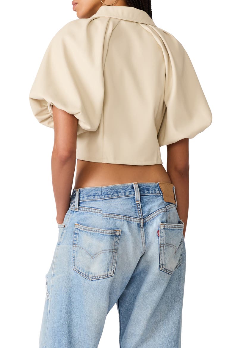Reece Puff Sleeve Crop Shirt, Alternate, color, BONE