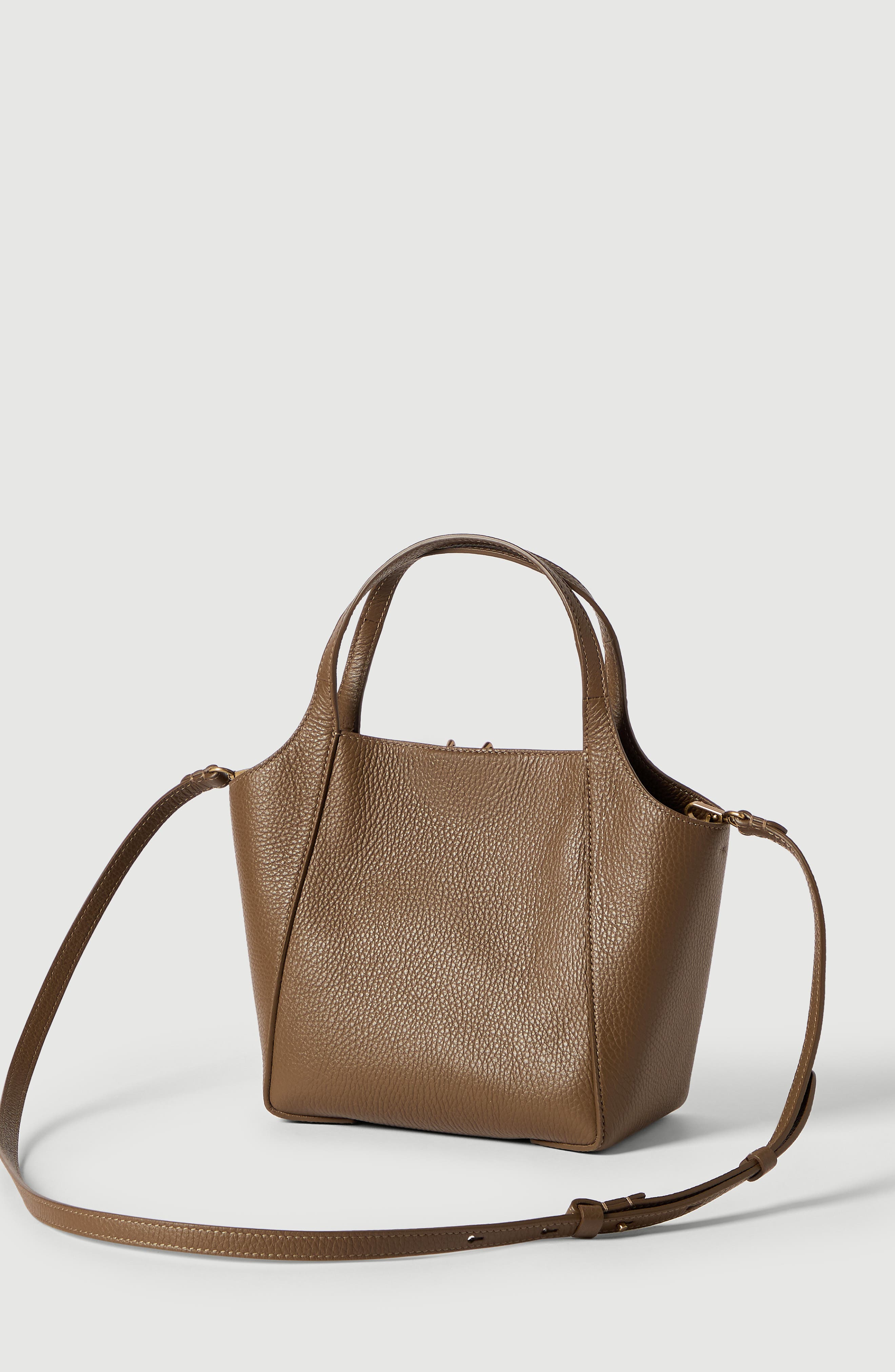 Sartorial small bucket bag in soft grained leather, Alternate, color, Mud