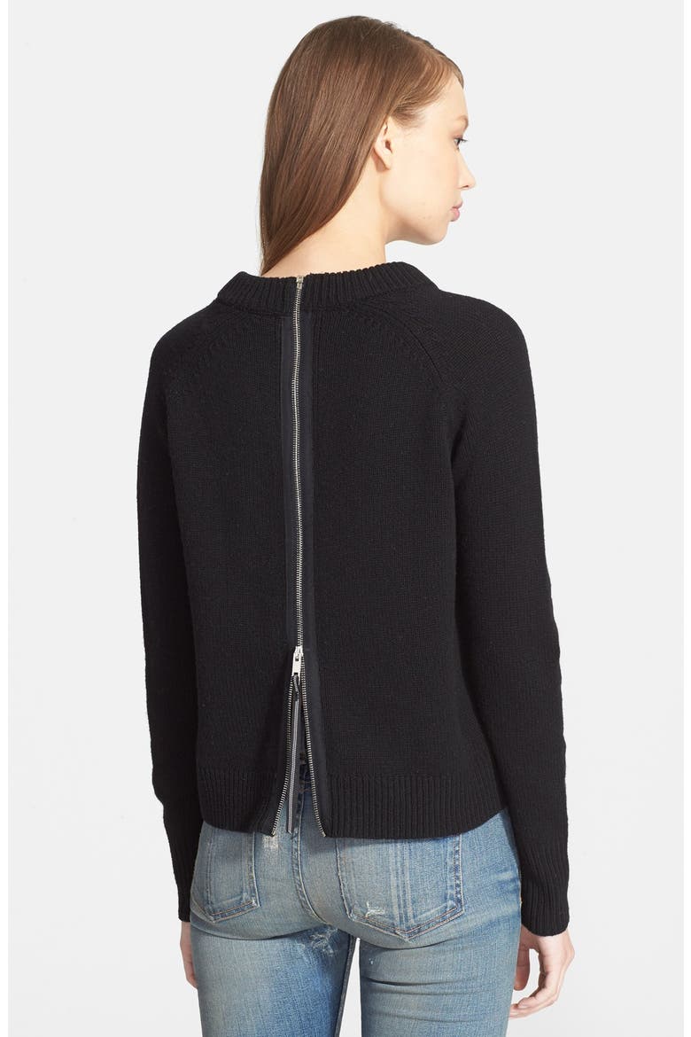 'Amelia' Zip Back Sweater, Alternate, color, LIGHT GREY