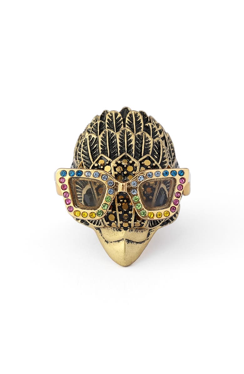 Kurt Geiger London Sunglass Eagle Cocktail Ring, Main, color, Brass