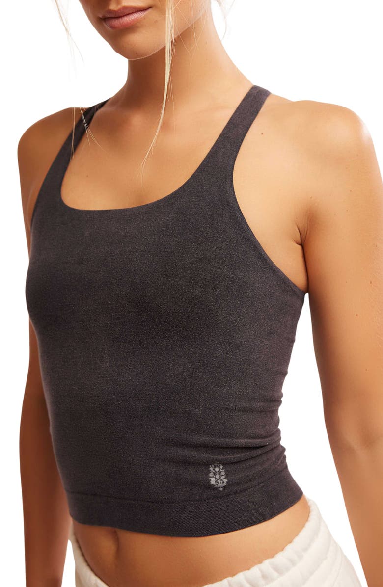 Free People FP Movement Go To Smooth Square Neck Camisole, Alternate, color, Washed Black