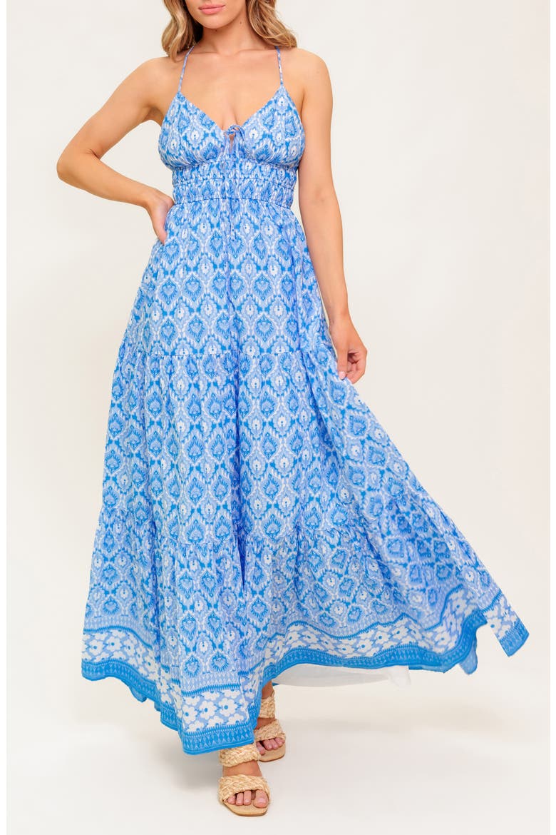 Print Maxi Dress, Alternate, color, BLUE