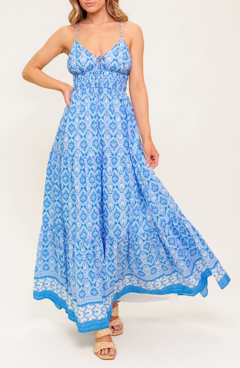 FLYING TOMATO Print Maxi Dress, Alternate, color, Blue