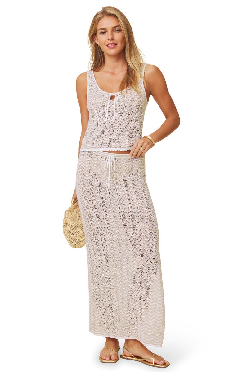 Splendid Eleni Stripe Pointelle Sweater Skirt, Alternate, color, 