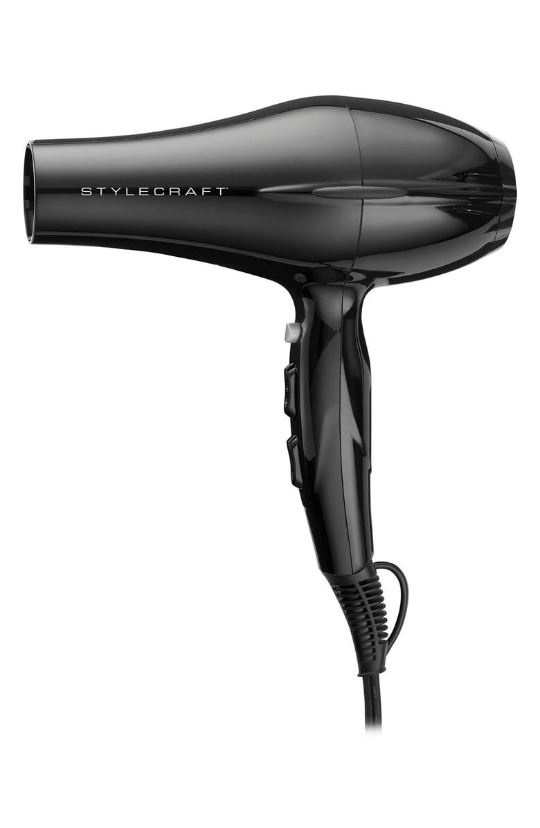 STYLECRAFT Stay-Temp Ionic Hair Dryer, Main, color, Black