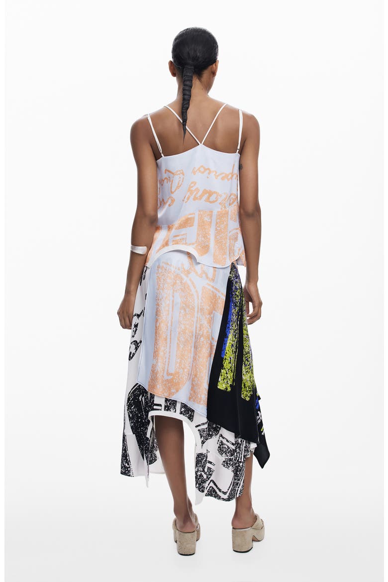 Print Asymmetric Maxi Skirt, Alternate, color, BLACK