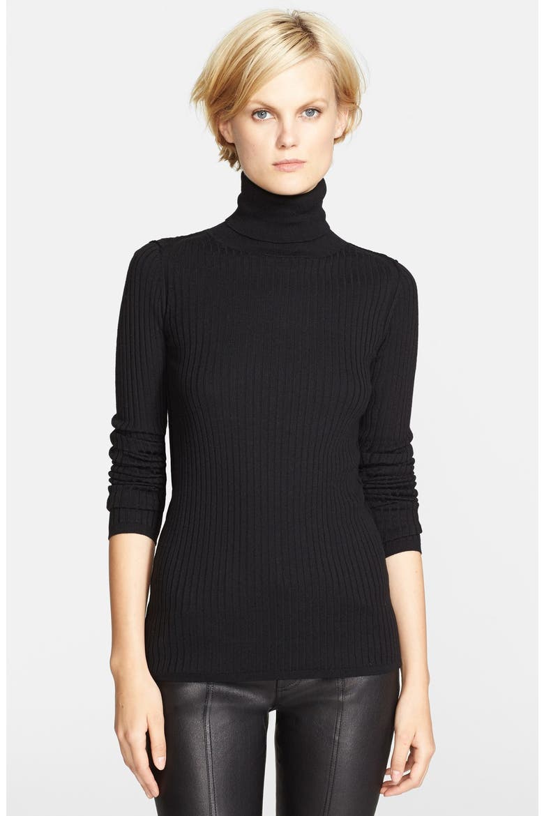 'Skinny Rib' Turtleneck, Main, color, BLACK