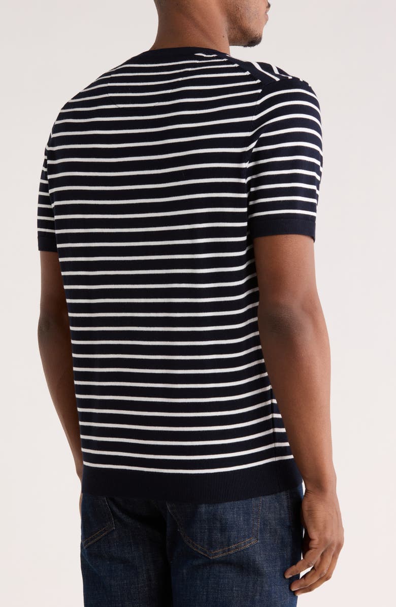 DENIM AND FLOWER Stripe Sweater T-Shirt, Alternate, color, Navy W/ White Stripes