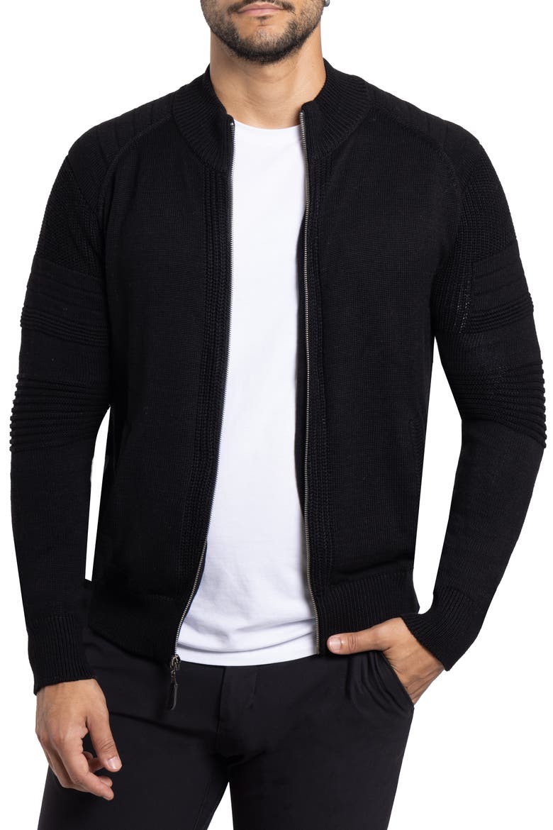 Full-Zip Sweater Jacket, Main, color, BLACK
