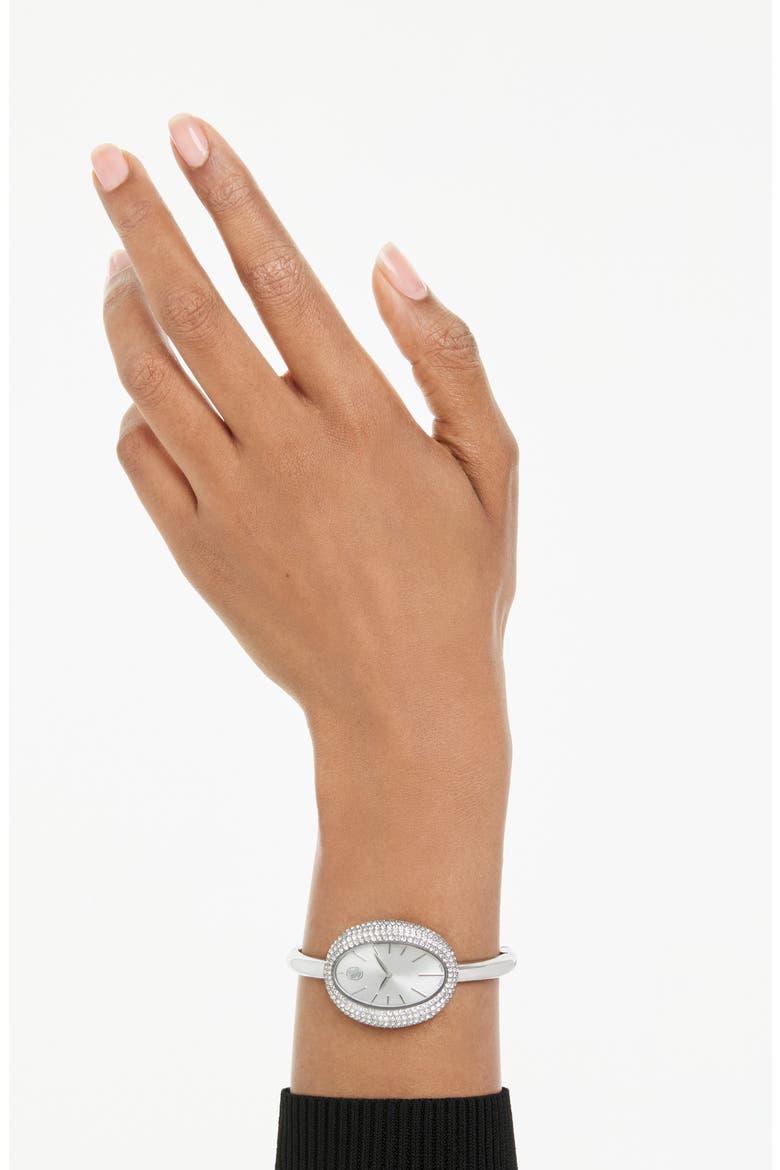 Imber Oval Bangle Bracelet Watch, 35mm x 28mm, Alternate, color, SILVER