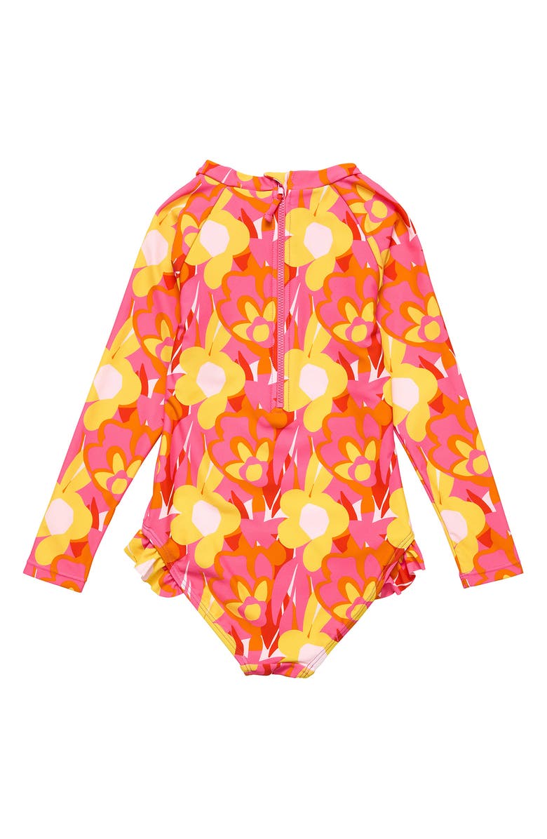 Snapper Rock Kids' Pop of Sunshine Long Sleeve One-Piece Rashguard Swimsuit, Alternate, color, 