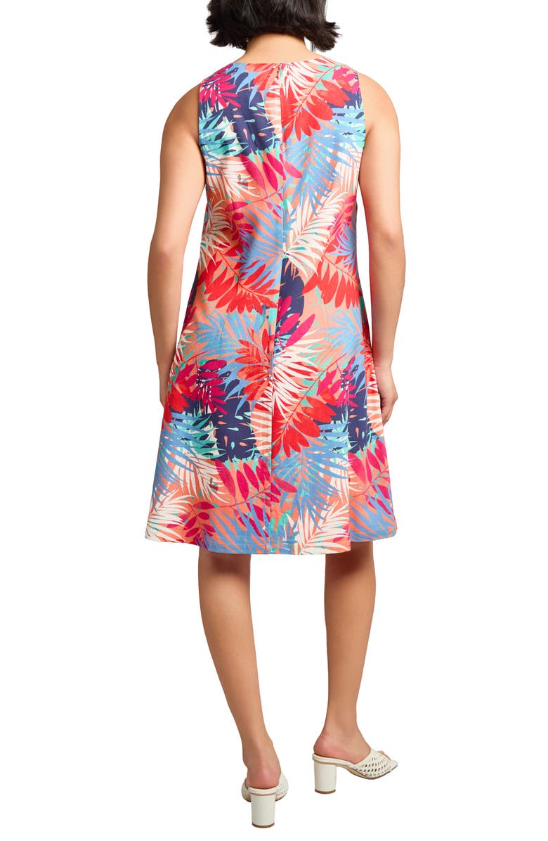 Jones New York Gina Frond Print Linen Blend Trapeze Dress, Alternate, color,
